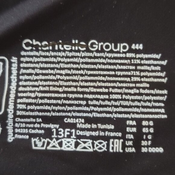 Chantelle Norah Comfort Underwire Bra Black Size 30DDDD Style 13F1 NWOT - Picture 9 of 9